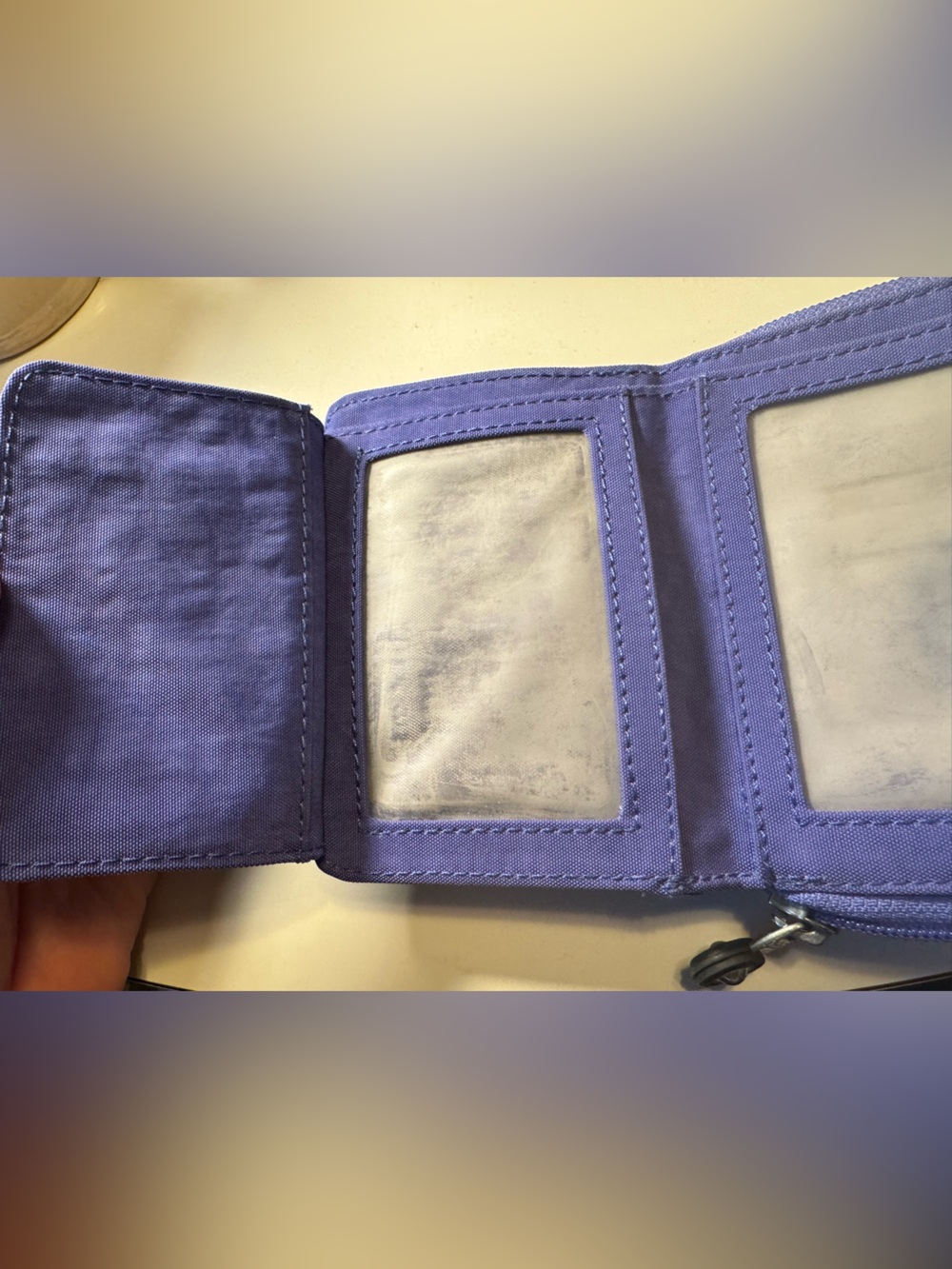 High End Kipling Vintage Blue Purple Women’s Trifold Zip Up Wallet MINTY - Picture 7 of 10